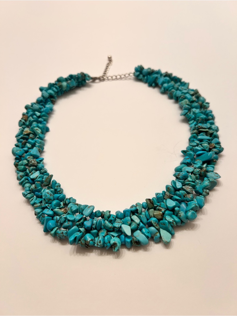 Turquoise Chip Multi-Strand Necklace - Bright Turquoise